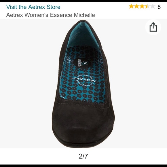 Black suede comfort wedges. Width C. - Picture 2 of 11